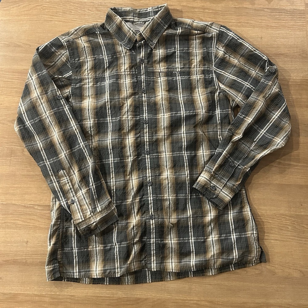 Eddie Bauer Breathable Plaid Outdoor‎ Button Down Long Sleeve Brown Men's Medium